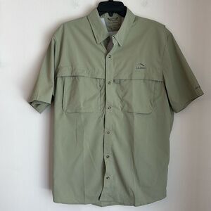 L.L. Bean Men Tropicwear Shirt Short-Sleeve UPF 50 green button down large tall